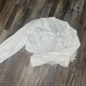 White cropped fridge jacket